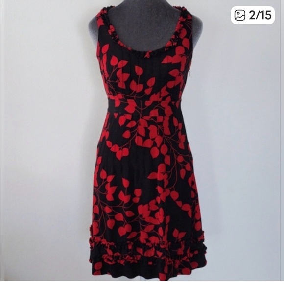 Tory Burch Dresses & Skirts - Tory Burch Silk Print Red and Black  Leaf Midi Dress